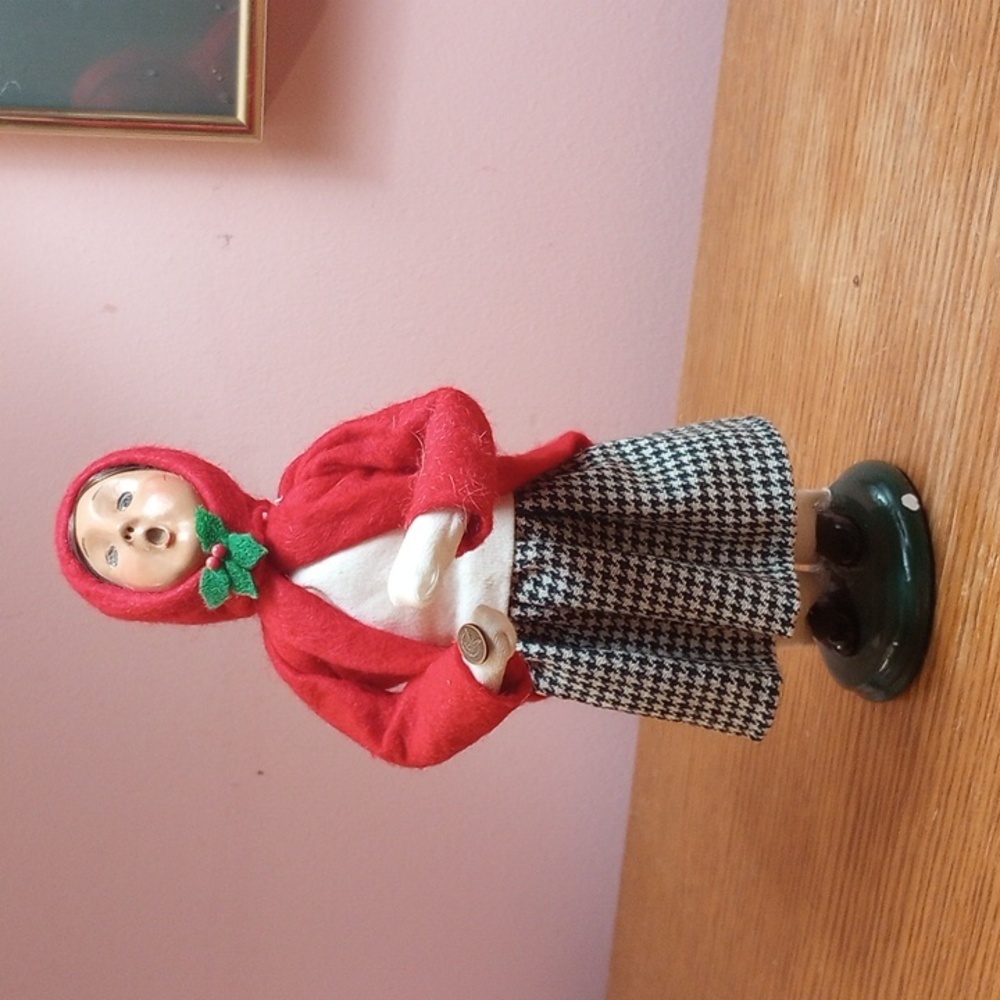 Byers' Choice Christmas Figure Caroling little Girl in red coat.